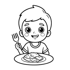 Cute vector illustration Boy drawing for kids page
