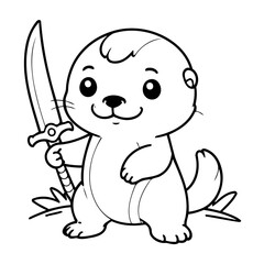 Cute vector illustration Otter for toddlers colouring page