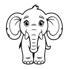 Cute vector illustration Mammoth for kids colouring page