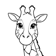Vector illustration of a cute Giraffe drawing for toddlers colouring page