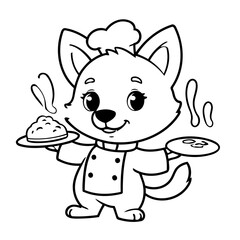 Obraz premium Cute vector illustration Wolf hand drawn for kids page