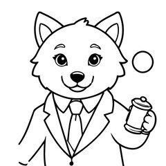 Simple vector illustration of Wolf drawing for kids colouring page