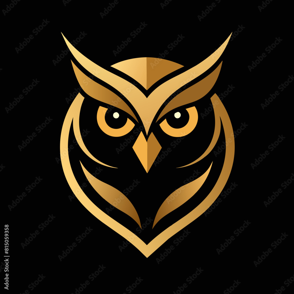 Wall mural golden owl icon logo