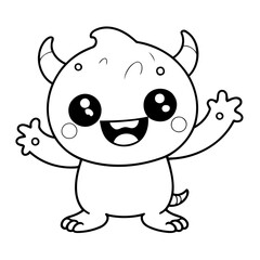 Vector illustration of a cute Monster drawing for toddlers coloring activity