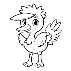 Simple vector illustration of Ostrich hand drawn for toddlers