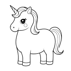 Vector illustration of a cute Unicorn drawing for kids page