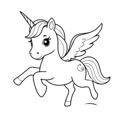 Cute vector illustration Unicorn drawing for toddlers coloring activity