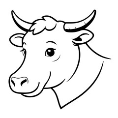Simple vector illustration of Cow for kids coloring page