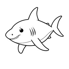 Vector illustration of a cute Shark drawing for toddlers colouring page