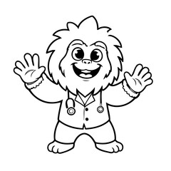 Vector illustration of a cute Yeti doodle drawing for kids page