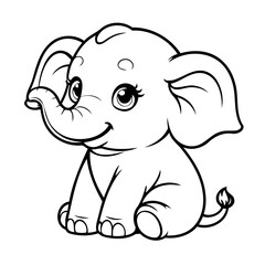 Cute vector illustration Elephant drawing for children page