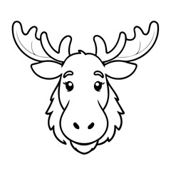 Vector illustration of a cute Moose doodle for toddlers coloring activity