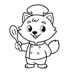 Cute vector illustration Wolf colouring page for kids