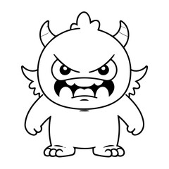 Fototapeta premium Vector illustration of a cute Monster drawing for toddlers colouring page
