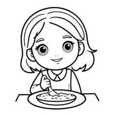 Simple vector illustration of Girl outline for colouring page