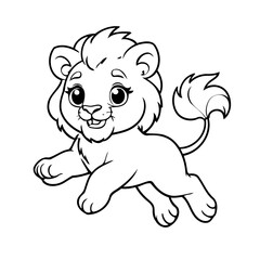 Cute vector illustration Lion doodle for toddlers worksheet
