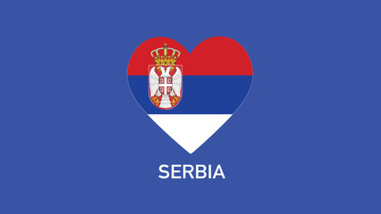 Serbia Flag Heart Teams European Nations 2024 Abstract Countries European Germany Football Symbol Logo Design Vector Illustration