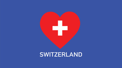 Switzerland Flag Heart Teams European Nations 2024 Abstract Countries European Germany Football Symbol Logo Design Vector Illustration