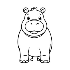 Cute vector illustration Hippo drawing for kids colouring activity