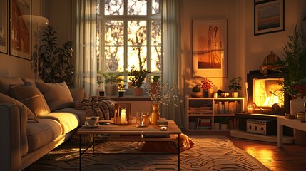  digitally generated Scandinavian style living room demonstrates how photorealistic rendering can bring design concepts to life