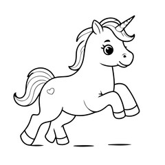 Cute vector illustration Unicorn for kids colouring page