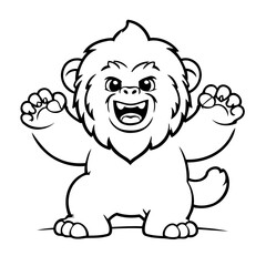 Cute vector illustration Yeti hand drawn for kids coloring page