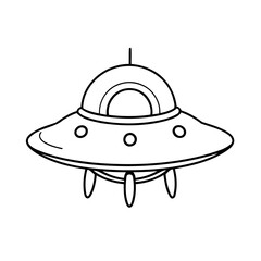 Simple vector illustration of UFO hand drawn for kids coloring page
