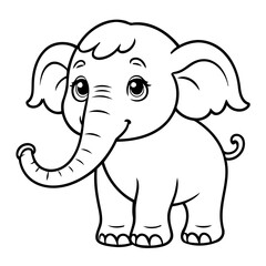 Cute vector illustration Mammoth for children colouring activity