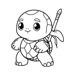 Simple vector illustration of Turtle for kids coloring page