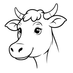 Cute vector illustration Cow doodle for children worksheet