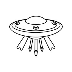 Vector illustration of a cute UFO doodle colouring activity for kids