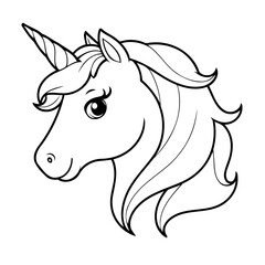 Cute vector illustration Unicorn doodle for toddlers colouring page