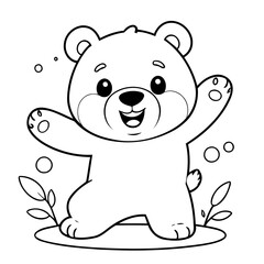 Obraz premium Vector illustration of a cute Bear drawing for colouring page