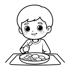 Cute vector illustration Boy drawing for kids colouring page