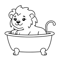 Simple vector illustration of Lion drawing for kids colouring page