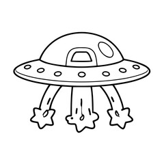 Simple vector illustration of UFO for children colouring activity
