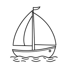 Vector illustration of a cute Sailboat drawing for kids page