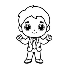 Vector illustration of a cute Businessman drawing for children page
