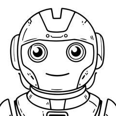 Simple vector illustration of Robot for kids coloring page