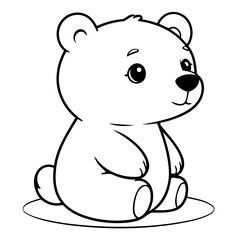 Vector illustration of a cute Bear drawing for toddlers colouring page
