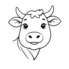 Simple vector illustration of Cow drawing colouring activity