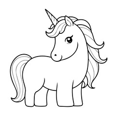 Vector illustration of a cute Unicorn doodle for toddlers worksheet