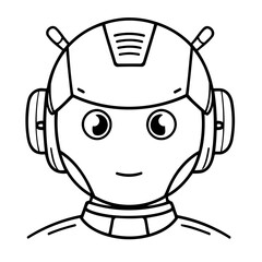 Vector illustration of a cute Robot doodle colouring activity for kids