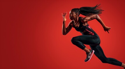 Naklejka premium A Dynamic Athletic Woman Running