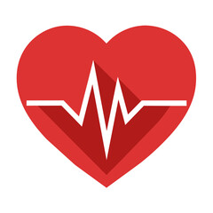 Red heart with an electrocardiogram line