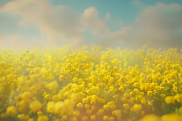 Obraz premium Field of yellow canola seeds. 
