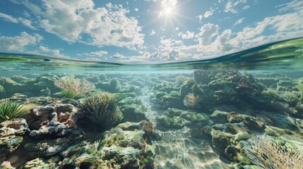 Expansive view of a Caribbean coral reef, AI Generative hyper realistic 