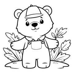 Vector illustration of a cute Bear doodle for toddlers worksheet