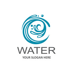 abstract blue water icon isolated on white background