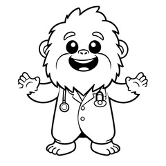 Cute vector illustration Yeti colouring page for kids
